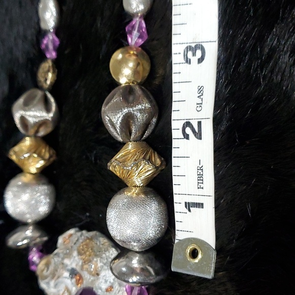 RARE UNIQUE CHUNKY STATEMENT BEAD  NECKLACE HEAVY HEARTS ROCKS GEMS HEAVY - Picture 6 of 10